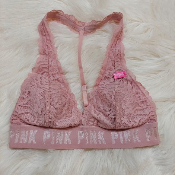 PINK Lace Halter Bralette - Picture 3 of 10